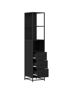 Mobile da Bagno con cassetto Rovere nero 35 x 37.5 x 166 cm