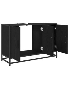 Armadio per Lavabo da Bagno Rovere nero 90 x 33 x 60 cm