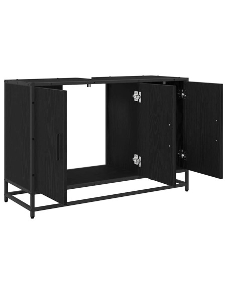 Armadio per Lavabo da Bagno Rovere nero 90 x 33 x 60 cm
