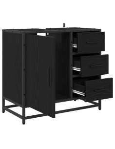 Armadio per Lavabo da Bagno Rovere nero 65 x 33 x 60 cm