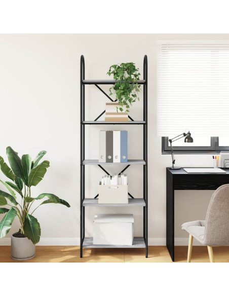 Libreria Grigio sonoma 60 x 30 x 183 cm Legno multistrato