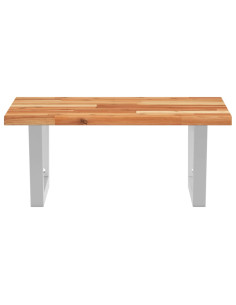 Ripiano a Parete per Lavabo in Acciaio e Massello di Acacia