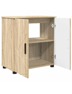 Set di mobili per il bagno con porta 3 pcs Rovere Sonoma