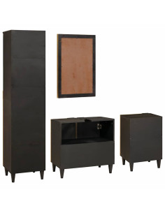 Set di mobili per il bagno 4 pcs Nero e Oro 38 x 33 x 160 cm