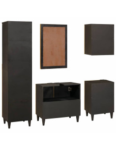 Set di mobili per il bagno 5 pcs Nero e Oro 38 x 33 x 160 cm