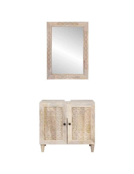 Set di mobili per il bagno 2 pcs Bianco 62 x 33 x 58 cm