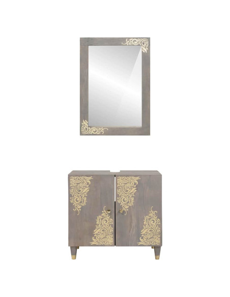 Set di mobili per il bagno 2 pcs Grigio 62 x 33 x 58 cm