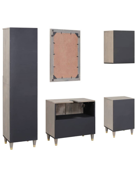 Set di mobili per il bagno 5 pcs Grigio 62 x 33 x 58 cm