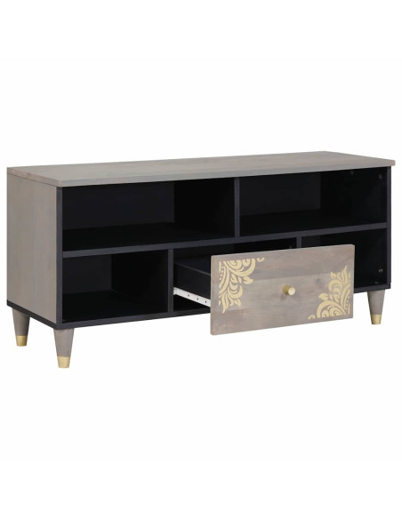 Mobile TV con cassetto Grigio e Oro 100 x 33.5 x 46 cm