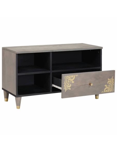 Mobile TV con cassetto Grigio e Oro 80 x 33.5 x 46 cm