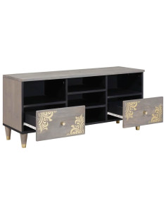 Mobile TV con cassetto Grigio e Oro 100 x 33.5 x 46 cm