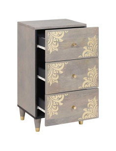 Credenza Grigio e Oro 40 x 33.5 x 75 cm Legno massello di mango