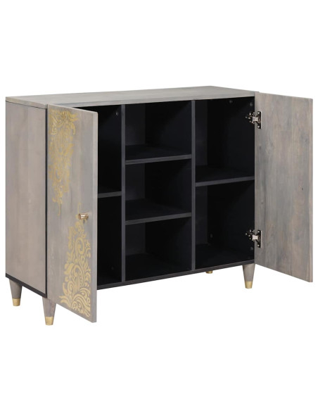 Credenza Grigio e Oro 90 x 33.5 x 75 cm Legno massello di mango