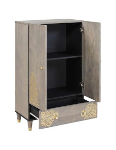 Credenza con lo scaffale Grigio e Oro 60 x 33.5 x 100 cm