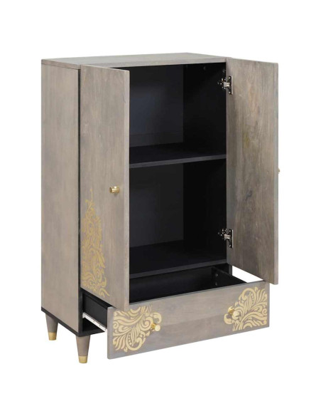 Credenza con lo scaffale Grigio e Oro 60 x 33.5 x 100 cm