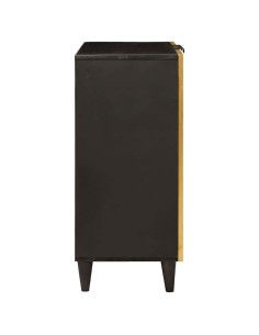Credenza Nero e Oro 60 x 33 x 75 cm Legno di mango massello