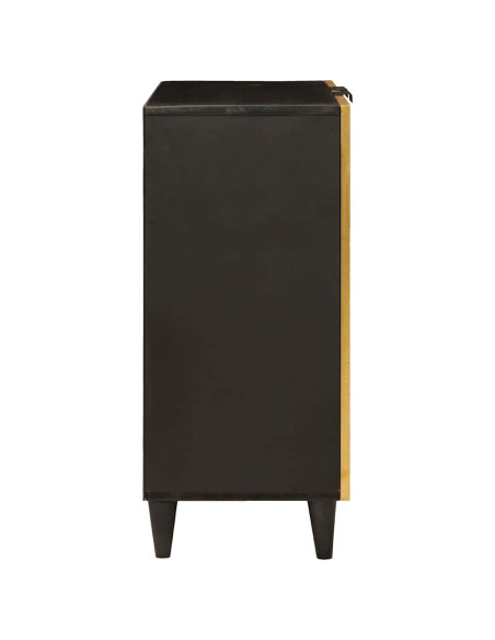 Credenza Nero e Oro 60 x 33 x 75 cm Legno di mango massello