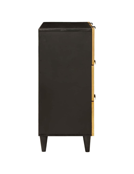 Credenza Nero e Oro 60 x 33 x 75 cm legno massello di mango