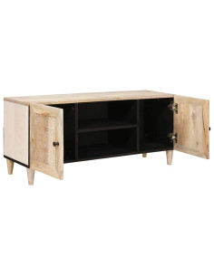 Mobile TV Bianco 105 x 33 x 46 cm legno massello di mango