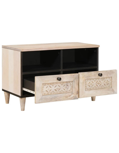 Mobile TV Bianco 70 x 33 x 46 cm legno massello di mango
