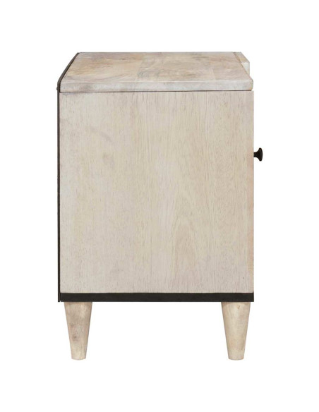 Mobile TV Bianco 80 x 33 x 46 cm legno massello di mango