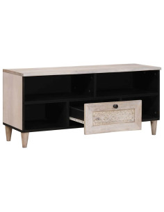 Mobile TV Bianco 105 x 33 x 46 cm legno massello di mango