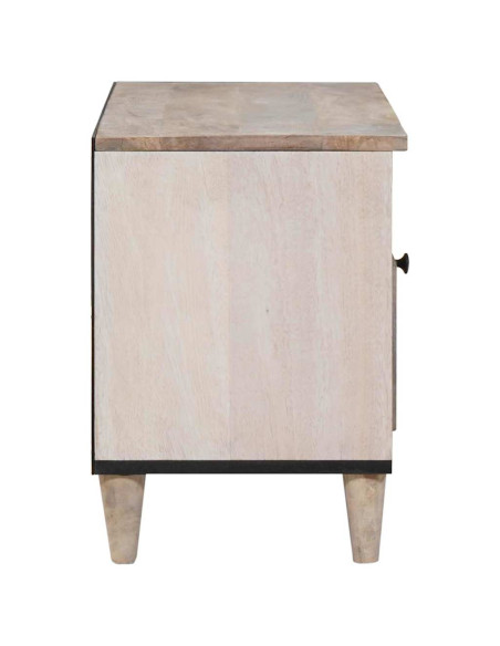 Mobile TV Bianco 80 x 33 x 46 cm legno massello di mango