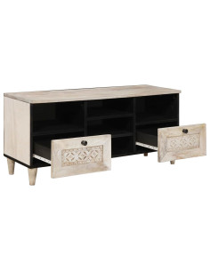 Mobile TV Bianco 100 x 33 x 46 cm legno massello di mango