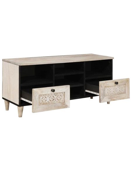 Mobile TV Bianco 100 x 33 x 46 cm legno massello di mango