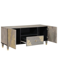 Mobile TV con cassetto Grigio e Oro 105 x 33.5 x 46 cm