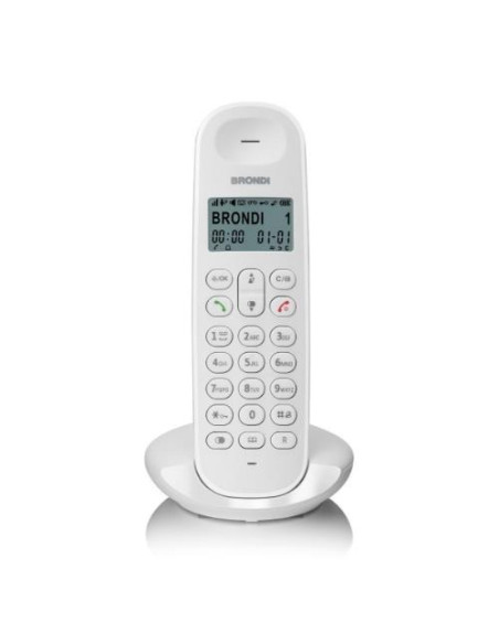 TELEFONO CORDLESS BRONDI LOTUS 10279091 Bianco DECT display alfanum. ID chiamate