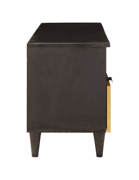 Mobile TV Nero e Oro 100 x 33 x 46 cm legno massello di mango