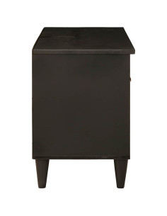 Mobile TV Nero e Oro 80 x 33 x 46 cm legno massello di mango