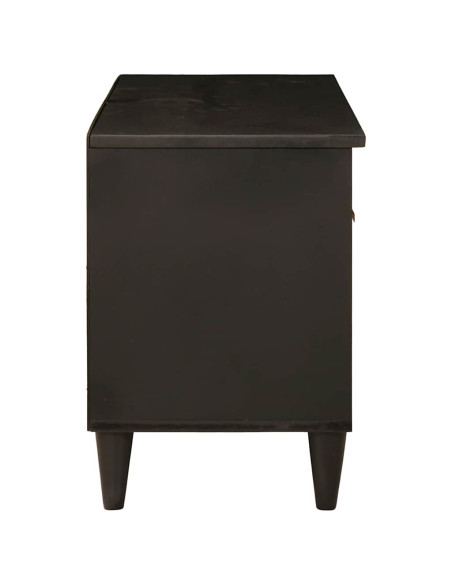 Mobile TV Nero e Oro 80 x 33 x 46 cm legno massello di mango
