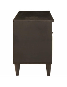 Mobile TV Nero e Oro 100 x 33 x 46 cm legno massello di mango
