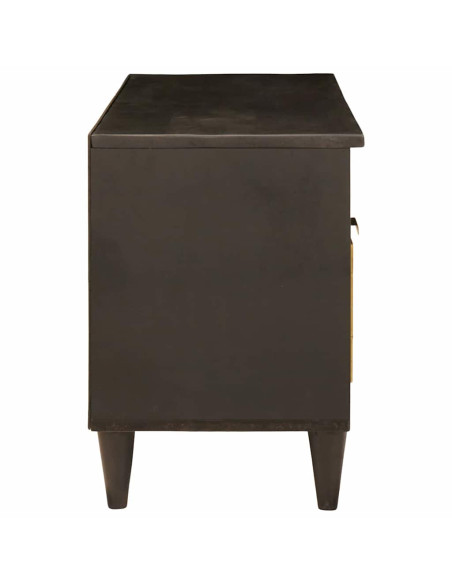 Mobile TV Nero e Oro 100 x 33 x 46 cm legno massello di mango