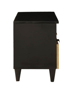 Mobile TV Nero e Oro 70 x 33 x 46 cm legno massello di mango
