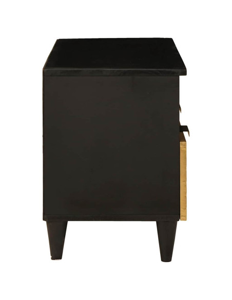 Mobile TV Nero e Oro 70 x 33 x 46 cm legno massello di mango