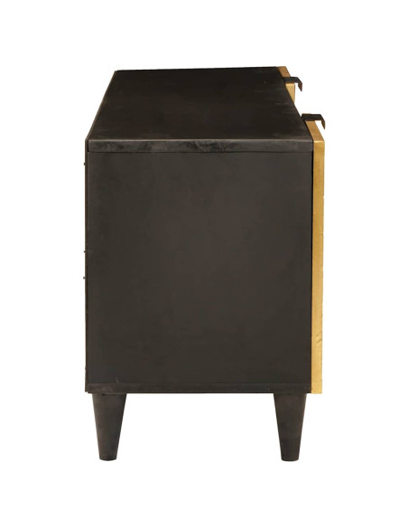 Mobile TV Nero e Oro 105 x 33 x 46 cm legno massello di mango