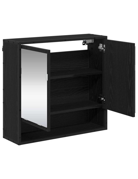 Mobiletto per specchio da bagno Rovere nero 65 x 20 x 60 cm