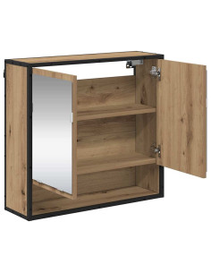 Mobiletto per specchio da bagno con porta rovere artigianale