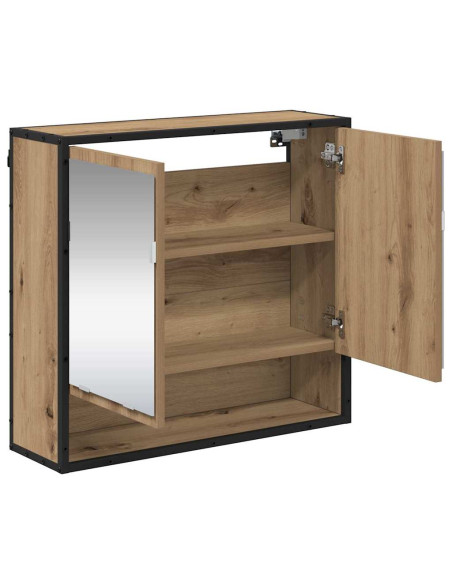 Mobiletto per specchio da bagno con porta rovere artigianale