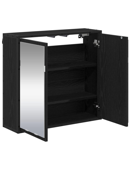 Mobiletto per specchio da bagno Rovere nero 65 x 20 x 60 cm