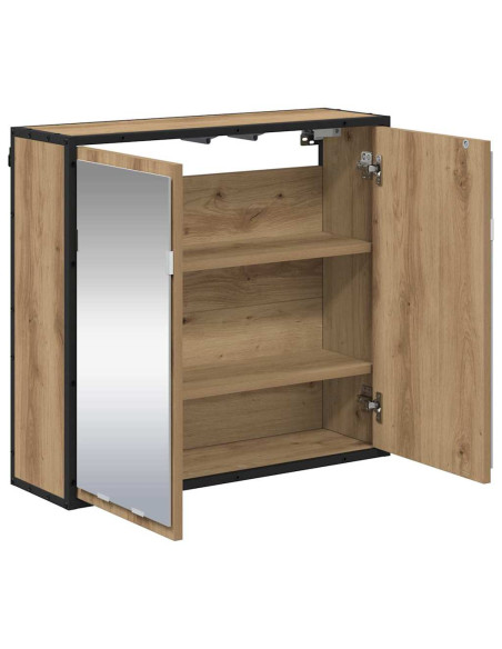 Mobiletto per specchio da bagno con porta rovere artigianale