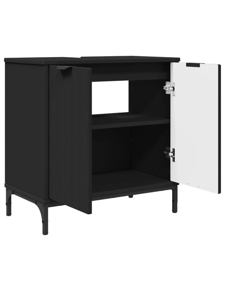 Armadio per Lavabo da Bagno con porta Nero 60,5 x 33,5 x 61 cm