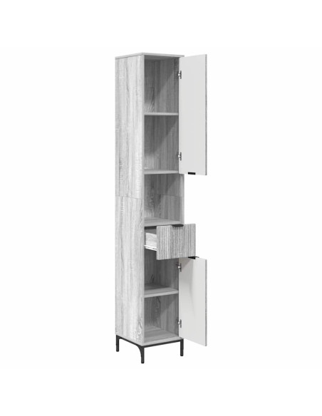Mobiletto bagno alto con porta Grigio sonoma 31.5 x 33 x 190 cm