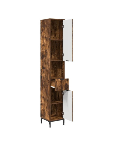 Mobiletto bagno alto con porta Rovere fumo 31.5 x 33 x 190 cm