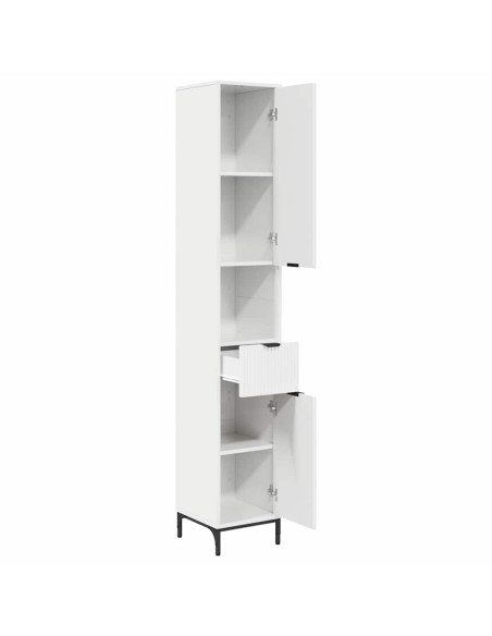 Mobiletto bagno alto con porta Bianco lucido 31.5 x 33 x 190 cm