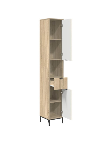 Mobiletto bagno alto con porta rovere sonoma 31.5 x 33 x 190 cm