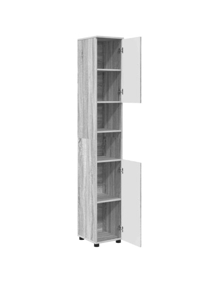 Mobiletto bagno alto con porta Grigio sonoma 30 x 35 x 192 cm